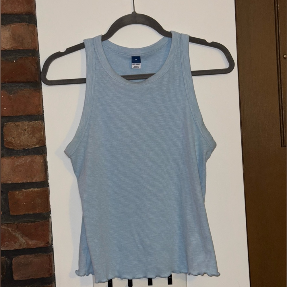 Old Navy Sky Blue Ruffle Hem Tank Medium